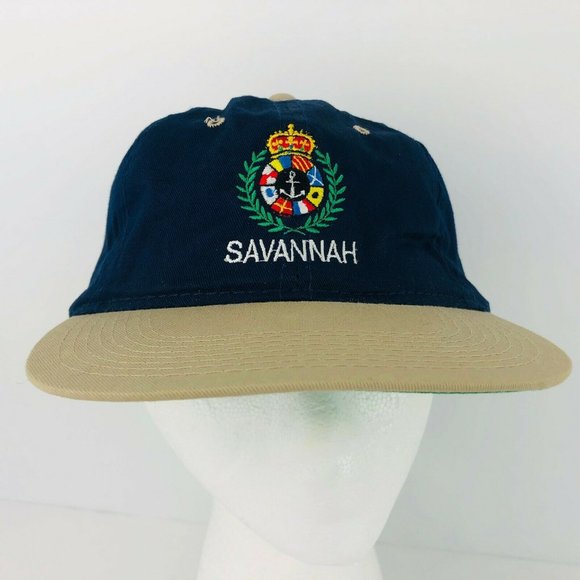 Vintage Savannah Boating Trucker Hat Blue Beige - Picture 8 of 8